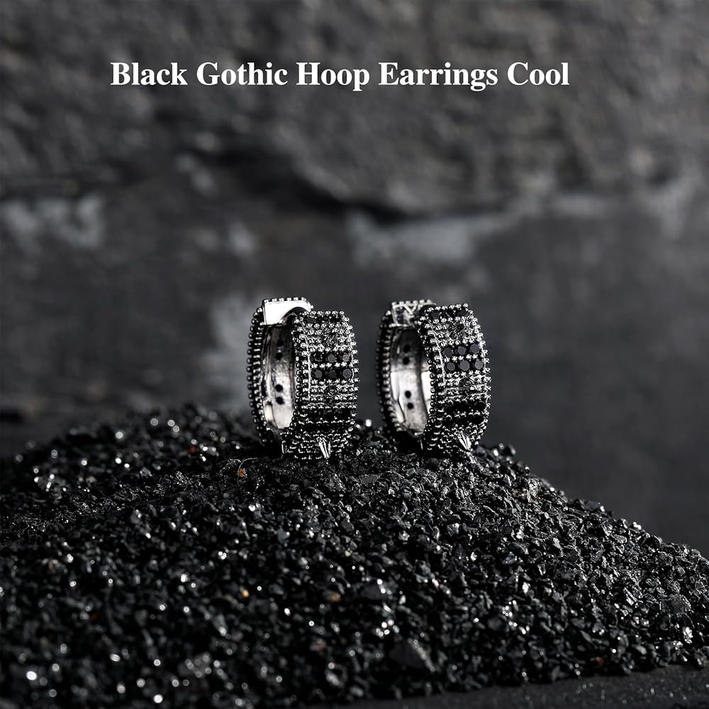 Hoop Earrings Men OYOGAA Goth Punk Black Hoop Earrings For